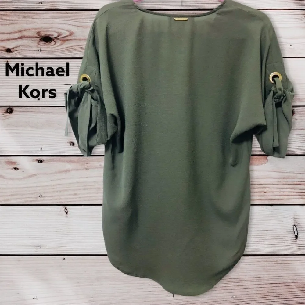 ‎Michael Kors Drape-front Tie Sleeve Blouse